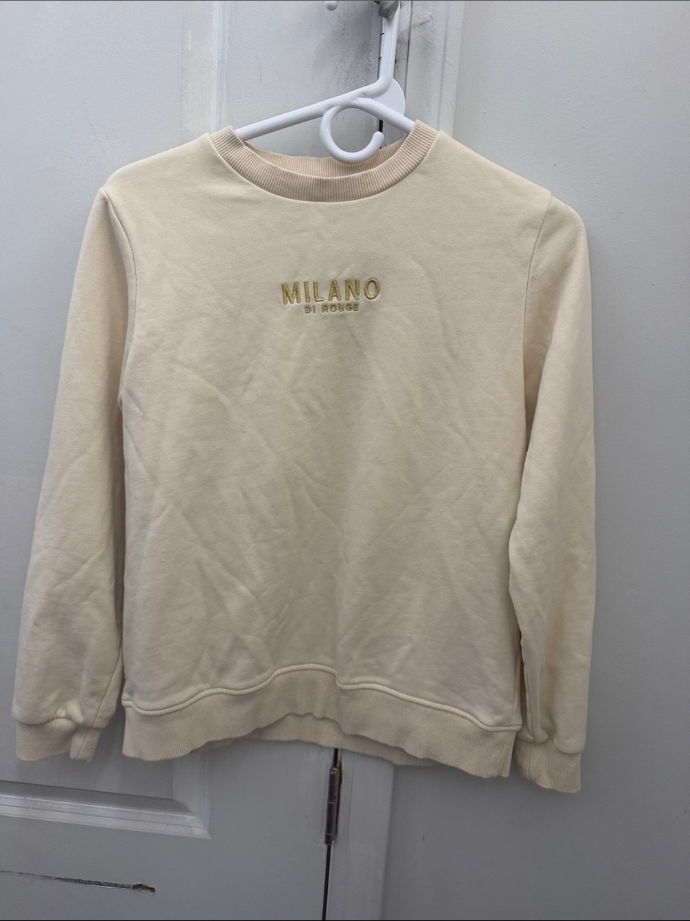 Milano Di Rouge White Sweatshirt with Black Logo sz 2Xl boy